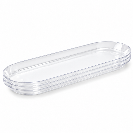 Oval Tray 40 x 15cm Clear | 3 Pack