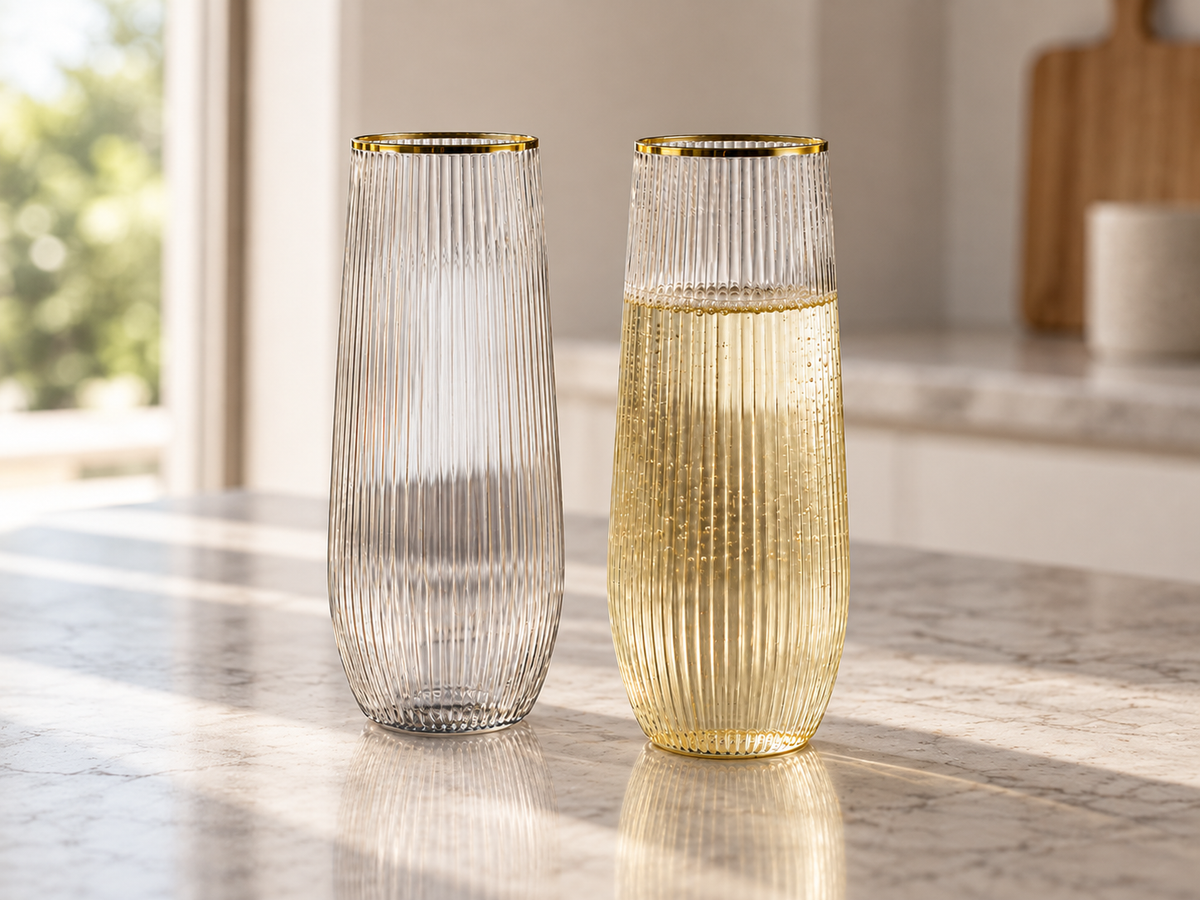 Clear Stemless Tall Plastic Wine Glasses 9oz | 6 Pack