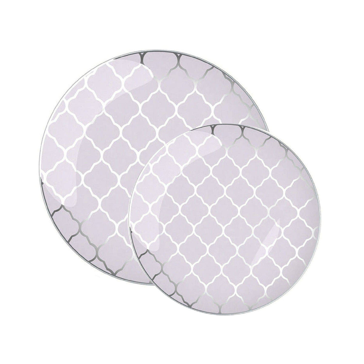Lavender Silver Lattice Plastic Dinner Plates | 10 Pack