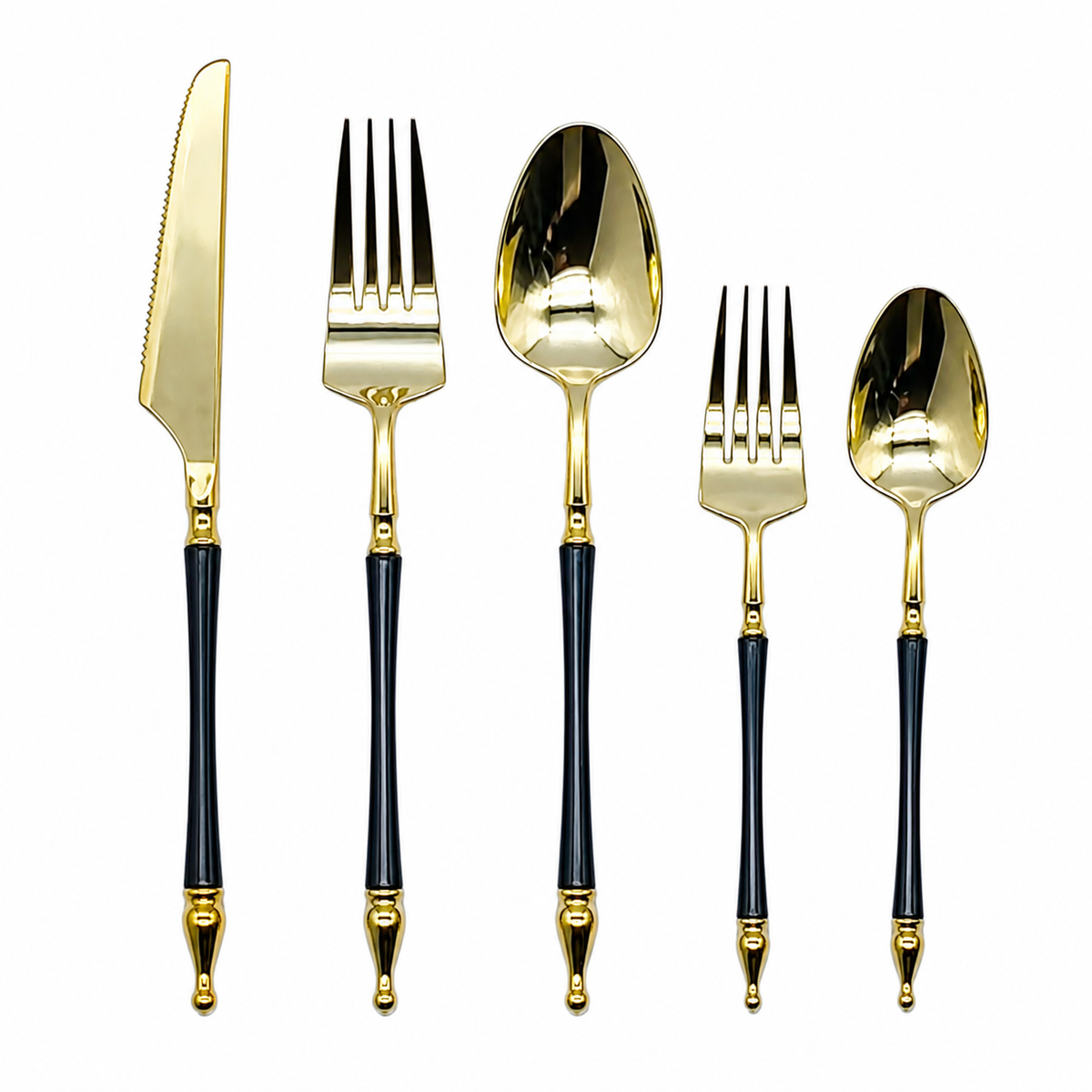Gold Black Teaspoons | 20 pack