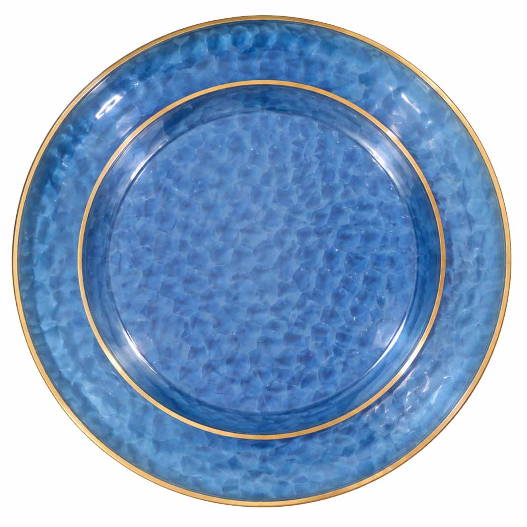 Transparent Blue Gold Hammered Plastic Plates | 10 Big 10 Small
