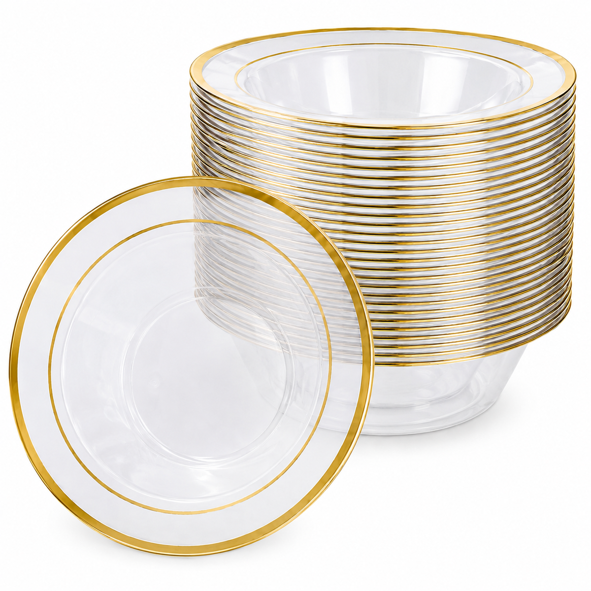 Clear Gold Rim Bowls | 20 pack