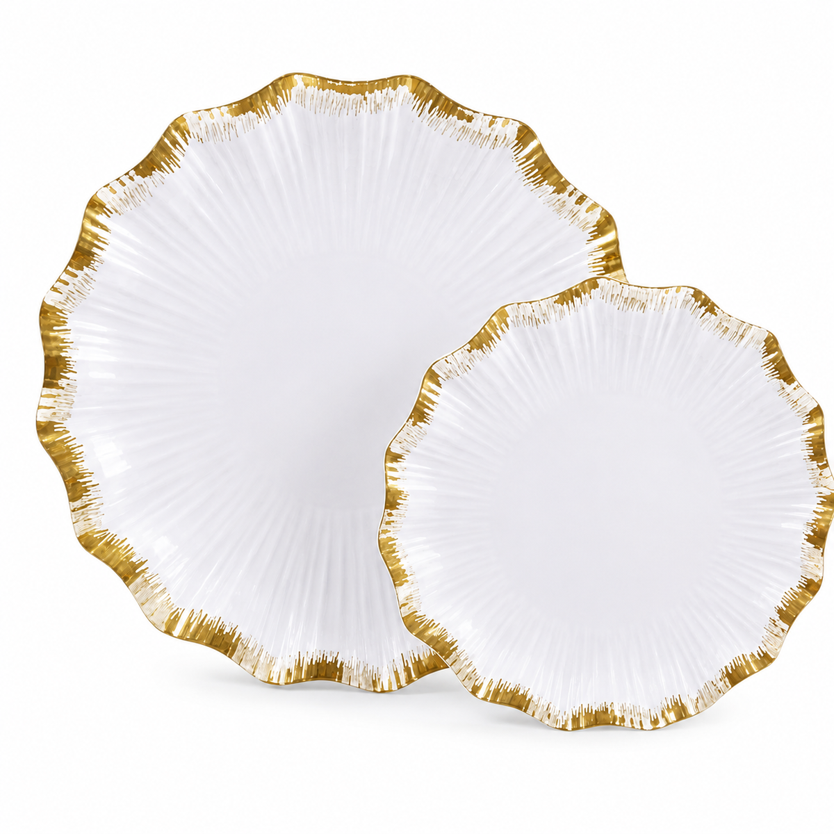 White Gold Flower Plastic Plates | 20 pack