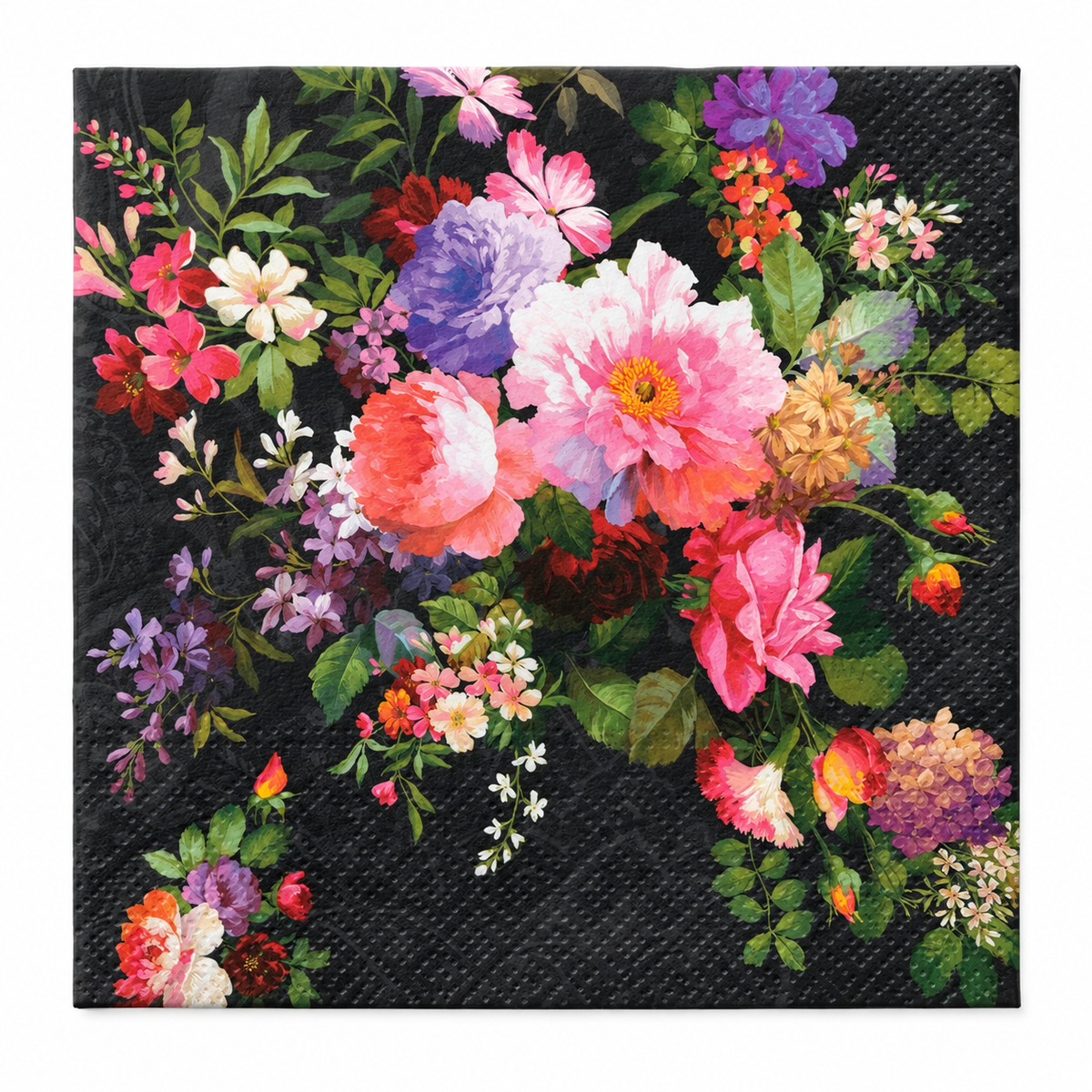 Roses on Black Paper Napkins | 20 Napkins