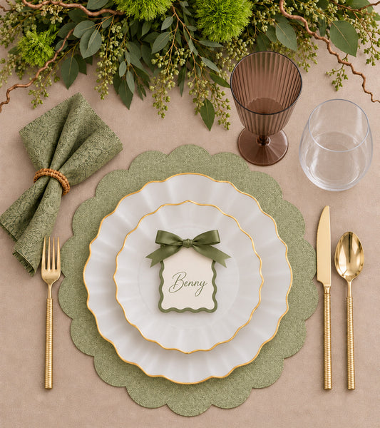 Pearl Gold Rim Plastic Plates | 10 Big 10 Small
