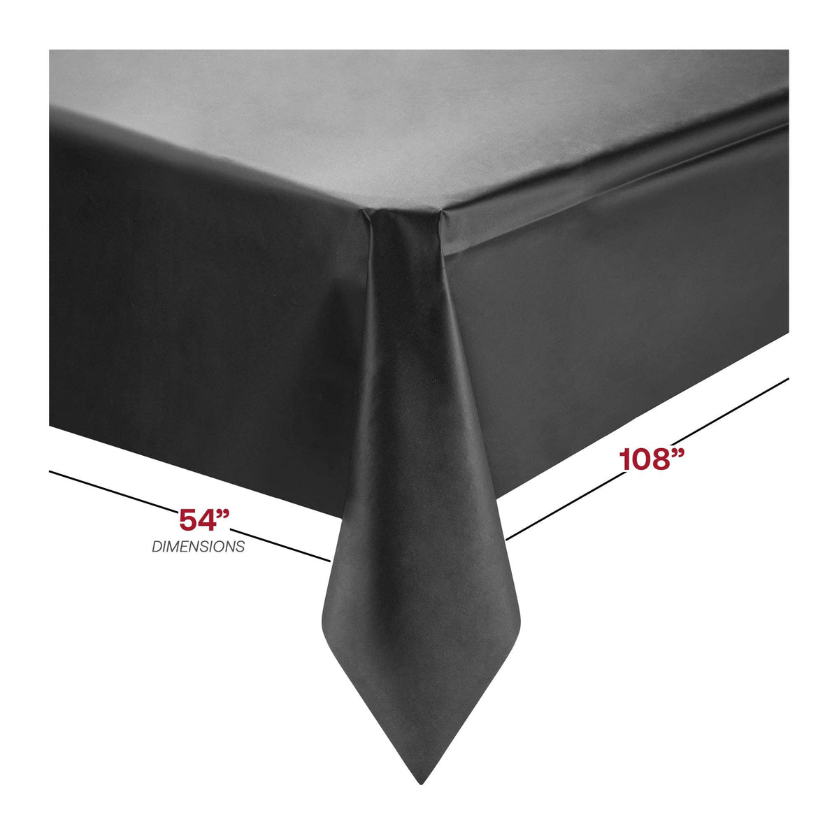 54" x 108" Black Rectangular Plastic Tablecloth | 1 pc