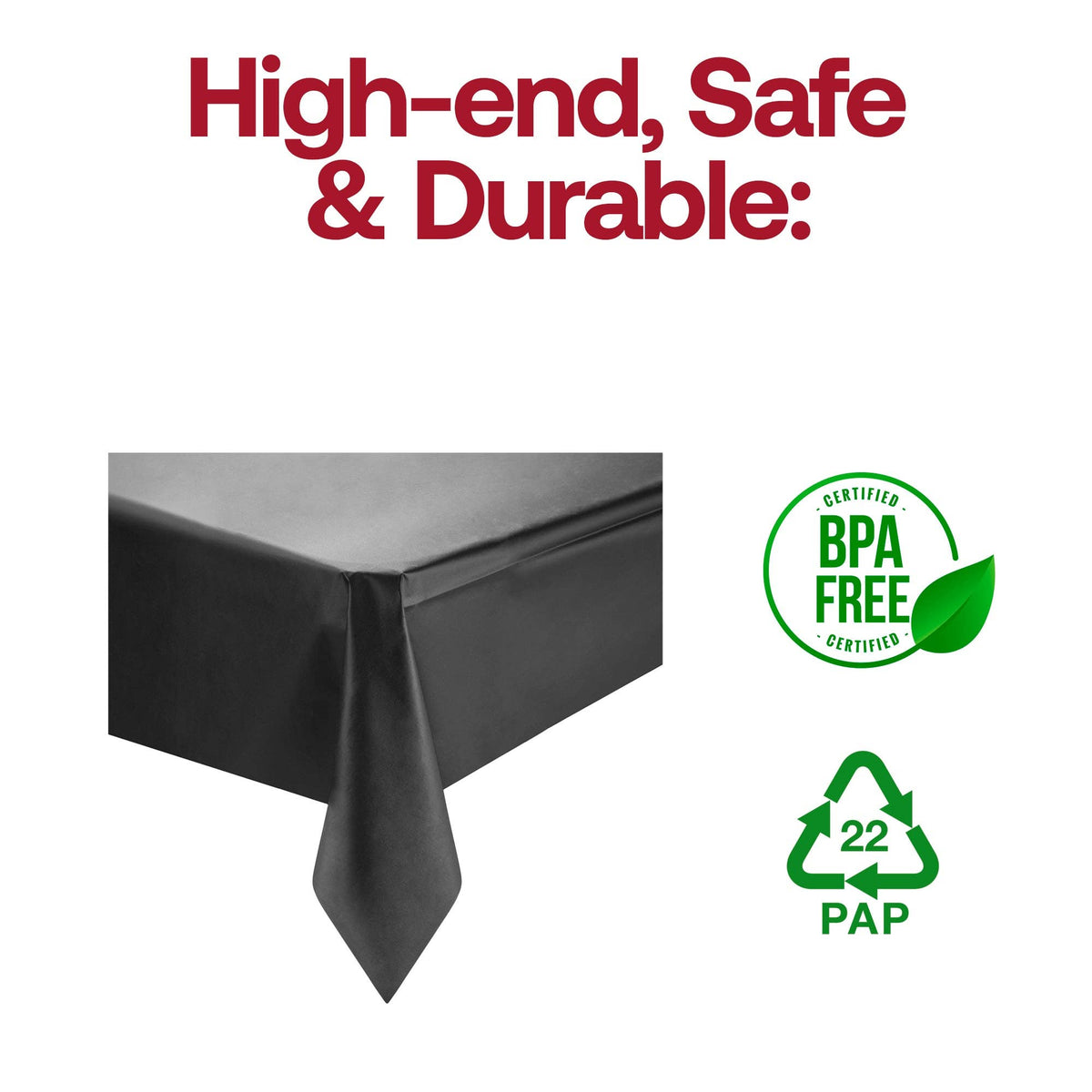 54" x 108" Black Rectangular Plastic Tablecloth | 1 pc