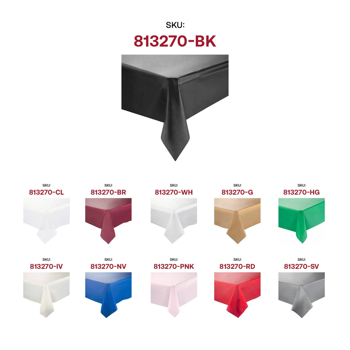 54" x 108" Black Rectangular Plastic Tablecloth | 1 pc