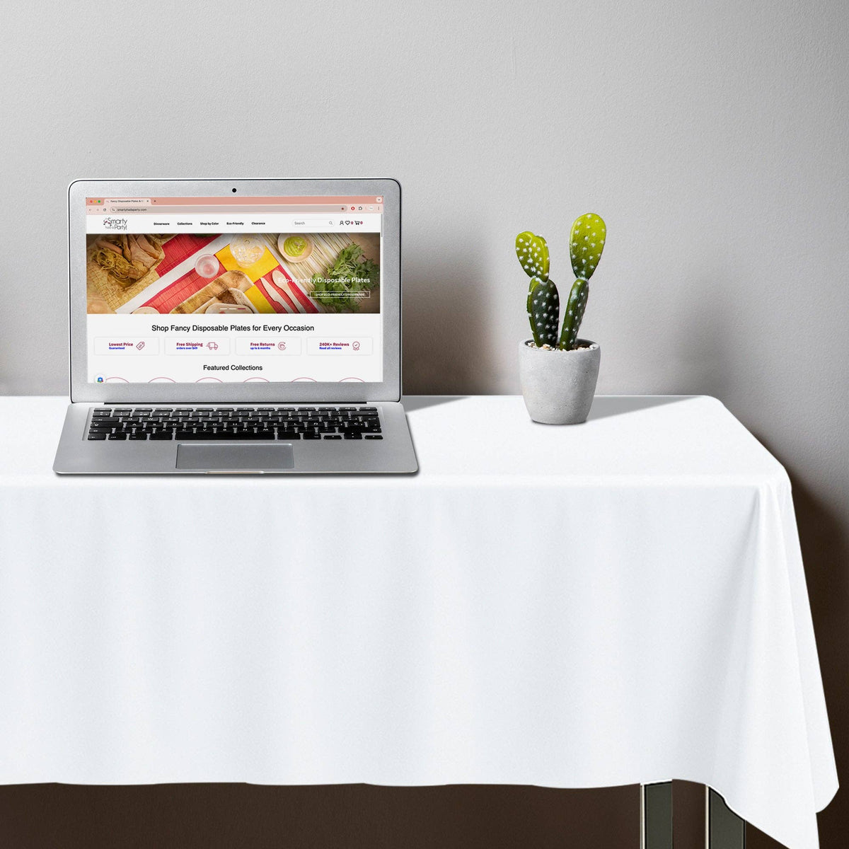 54" x 108" White Rectangular Plastic Tablecloth | 1 pc