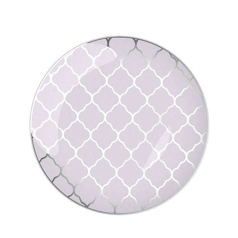 Lavender Silver Lattice Plastic Dinner Plates | 10 Pack