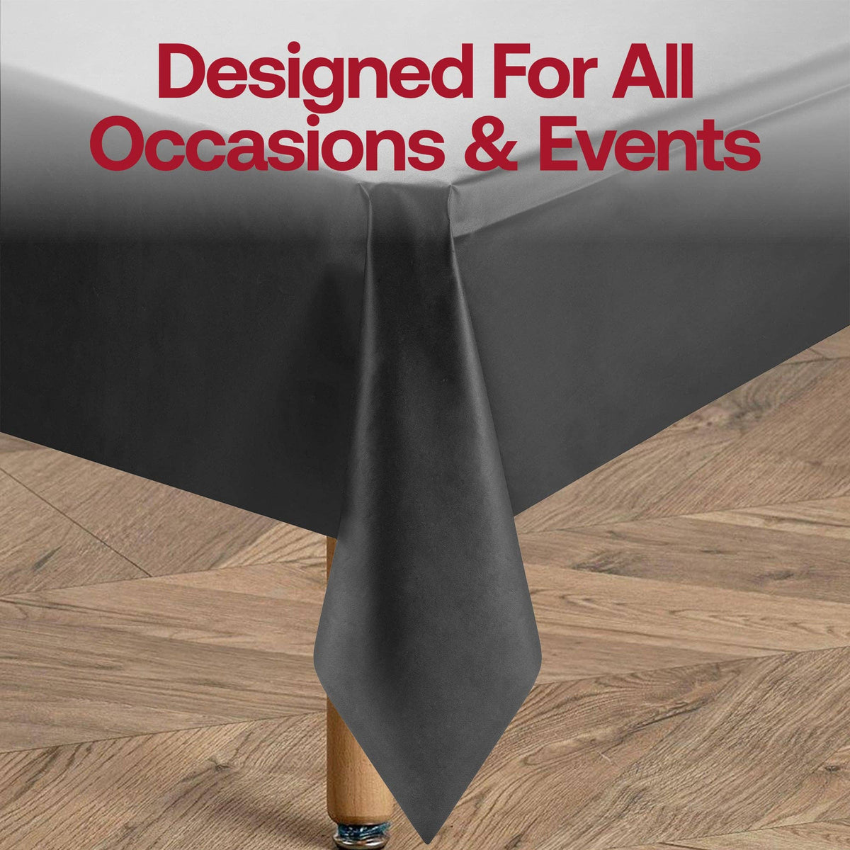 54" x 108" Black Rectangular Plastic Tablecloth | 1 pc