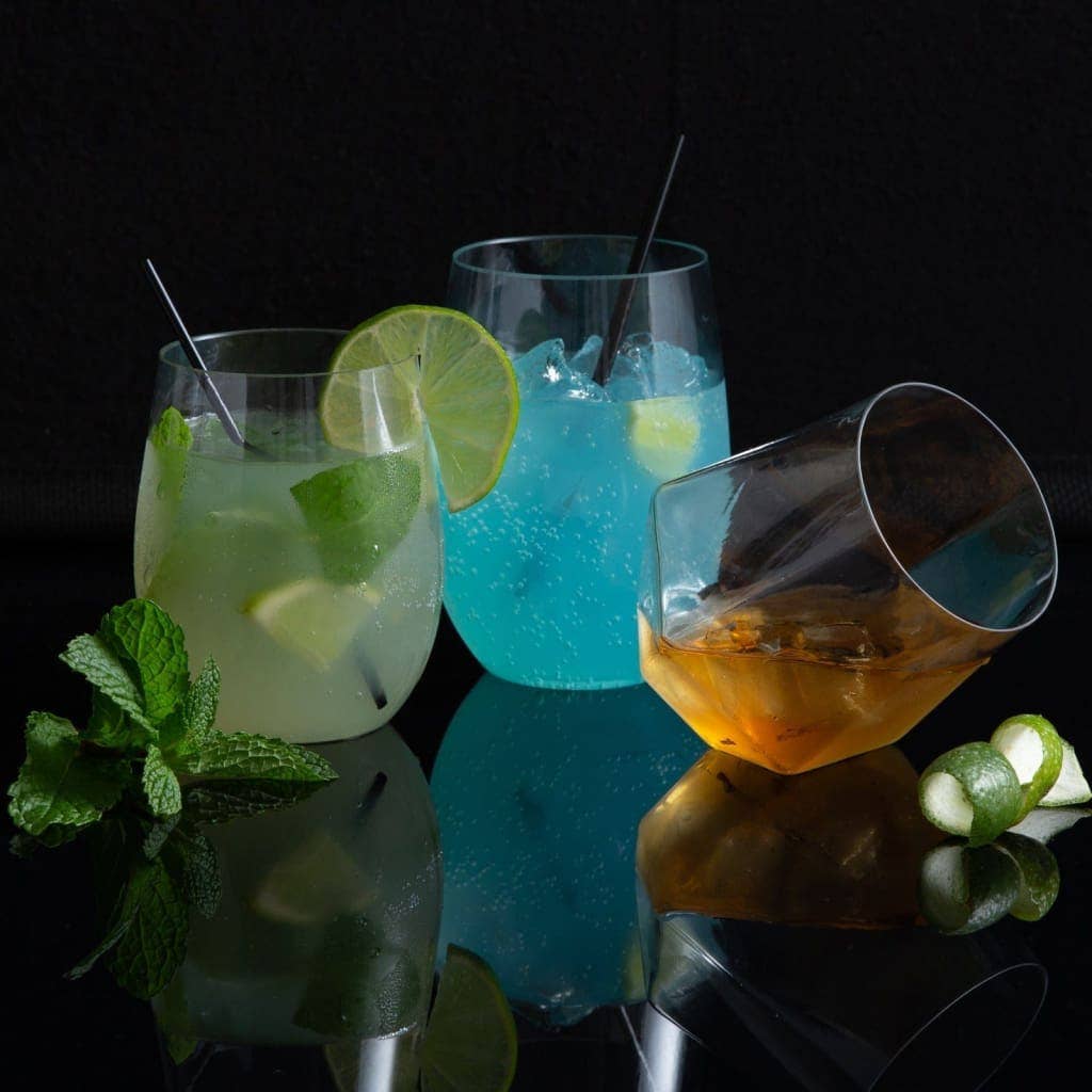 Upscale Hexagon Clear 12 Oz. Plastic Wine Goblets | 6 Cups