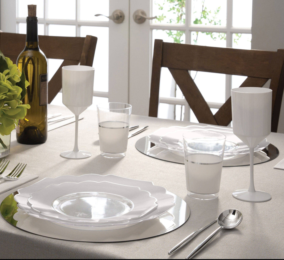 Scalloped Clear Silver Plastic Appetizer  Plates | 10 Pack