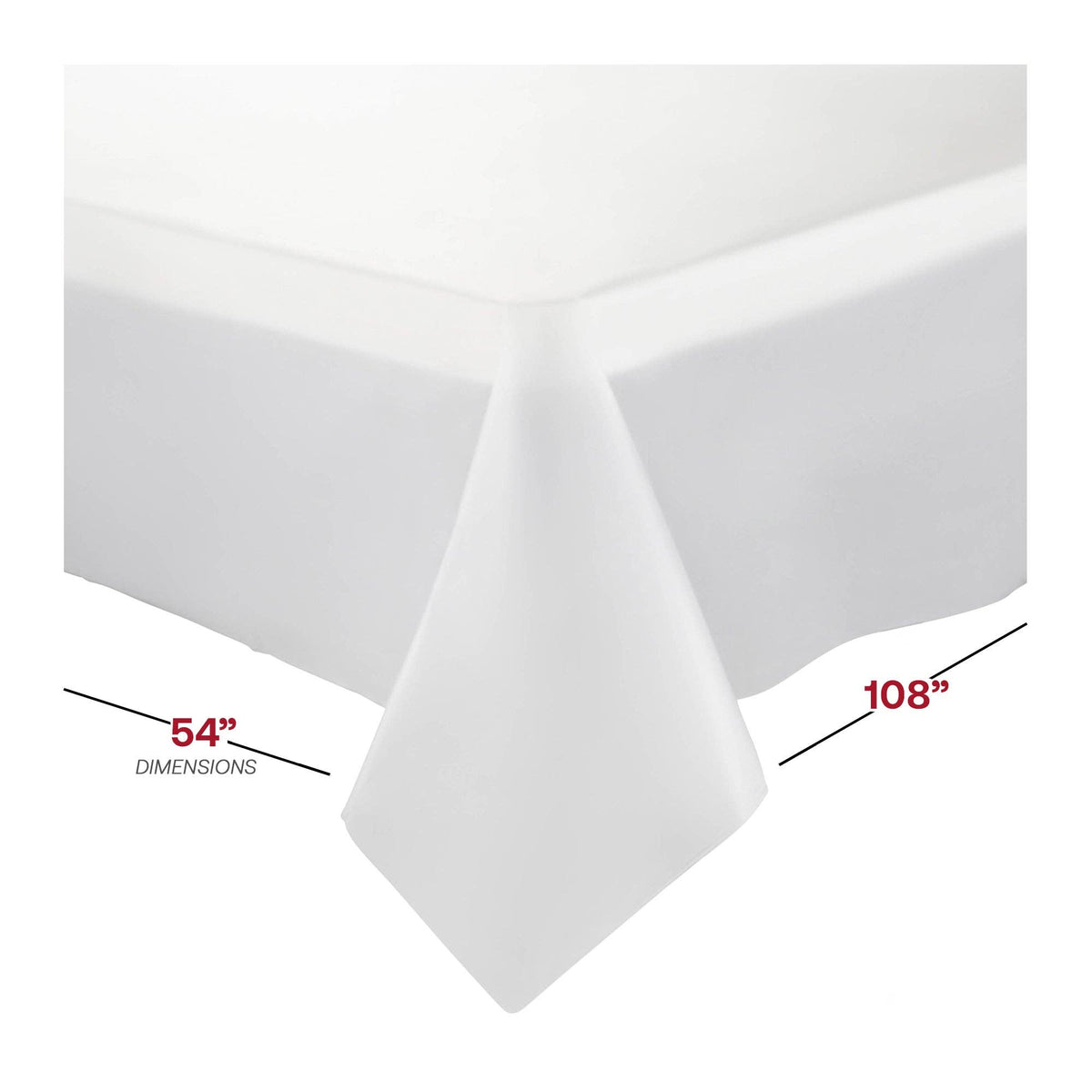 54" x 108" White Rectangular Plastic Tablecloth | 1 pc