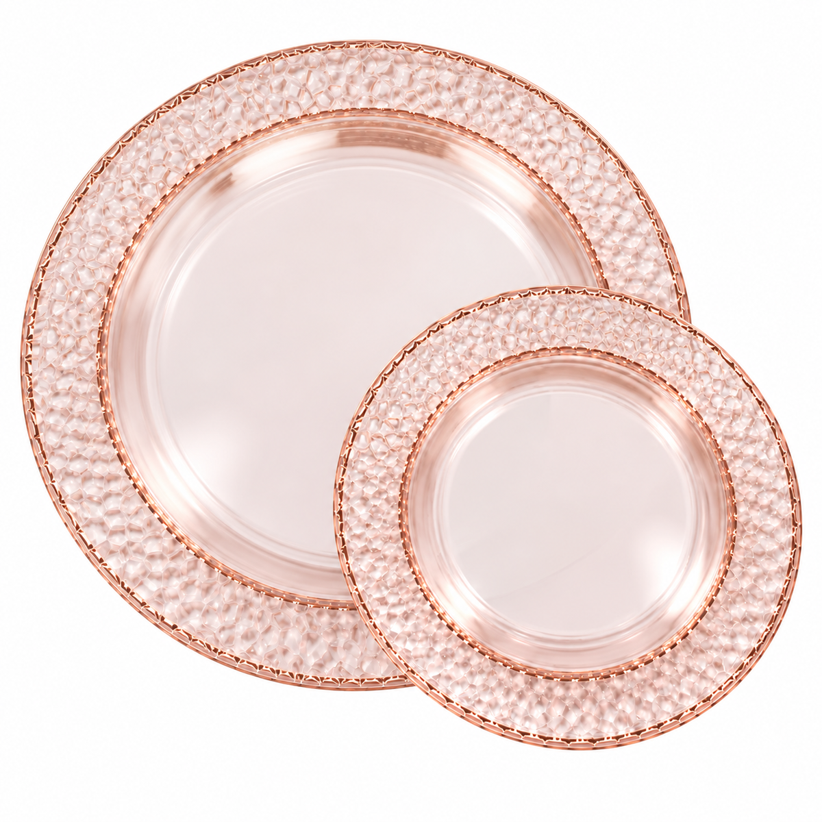 Rose Gold Stone Plastic Plates | 10 Big 10 Small