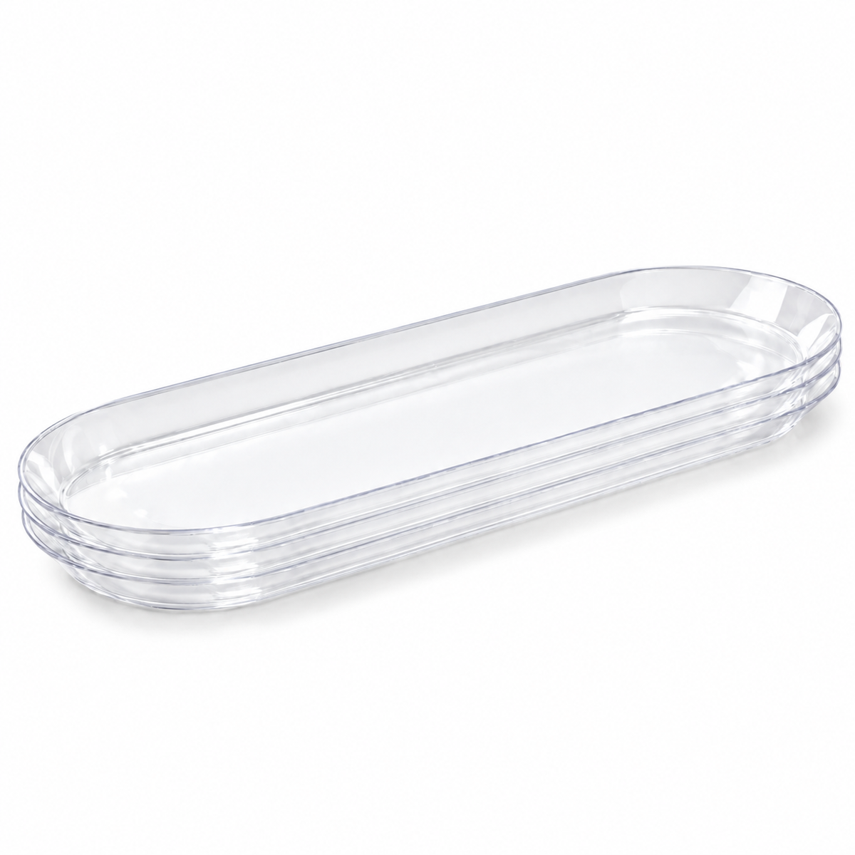 Oval Tray 40 x 15cm Clear | 3 Pack