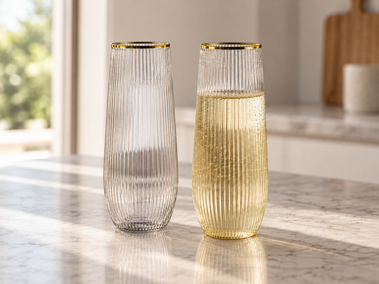 Clear Stemless Tall Plastic Wine Glasses 9oz | 6 Pack