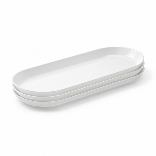 Oval Tray 40 x 15cm White | 3 Pack