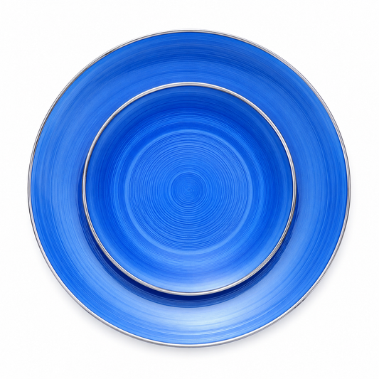 Infinity Blue Silver Plates | 20 pack