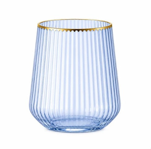 Blue Stemless Plastic Wine Glasses 12oz | 6 Pack