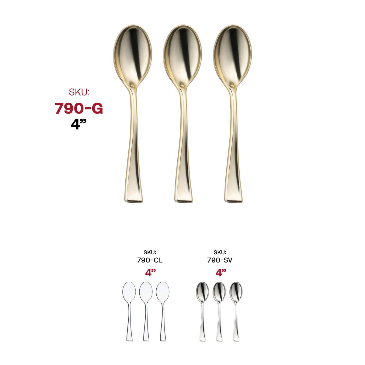 Shiny Gold Mini Plastic Spoons | 24 pack