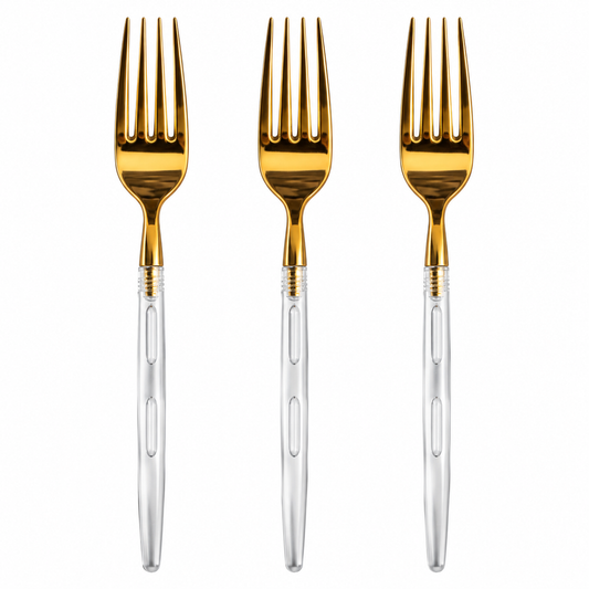 Fork Clear Gold | 20 Pack