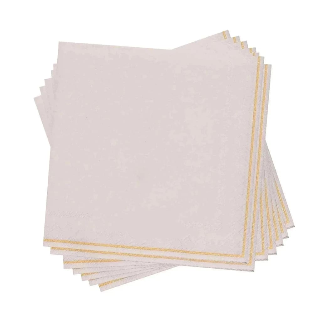 Linen Gold Stripe Cocktail Napkins | 20 Pack