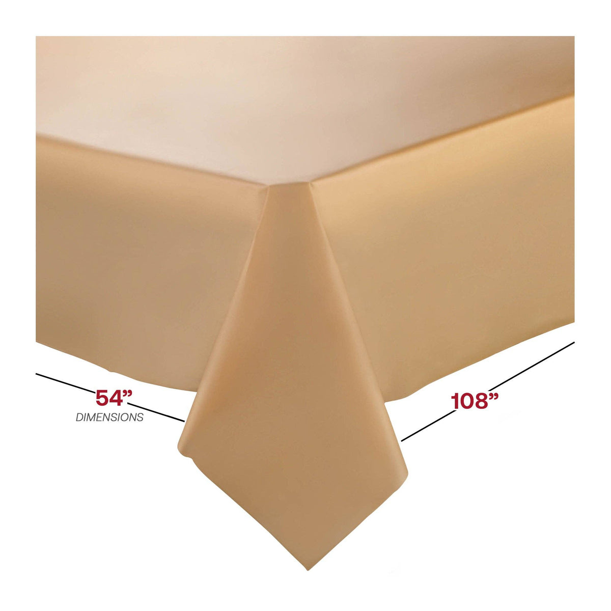 54" x 108" Gold Rectangular Plastic Tablecloth | 1 pc