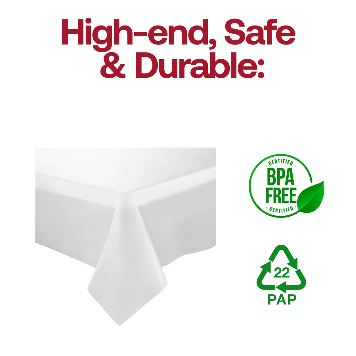 54" x 108" White Rectangular Plastic Tablecloth | 1 pc