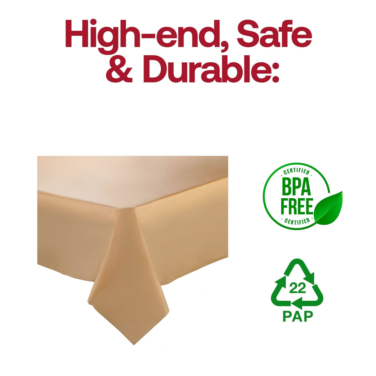 54" x 108" Gold Rectangular Plastic Tablecloth | 1 pc