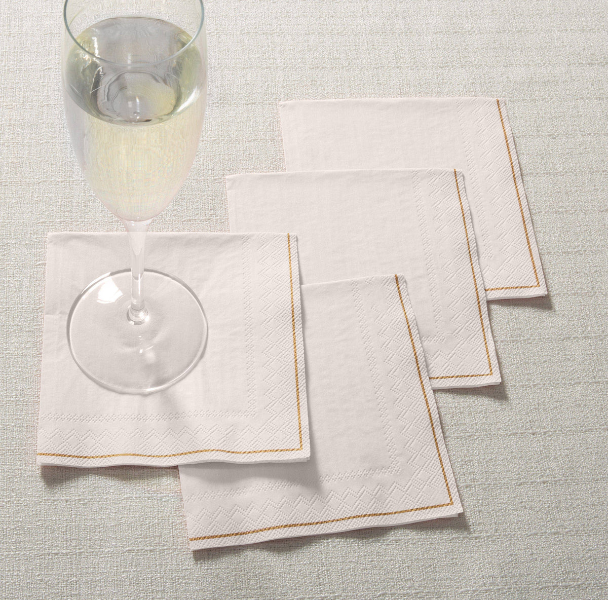 Linen Gold Stripe Cocktail Napkins | 20 Pack
