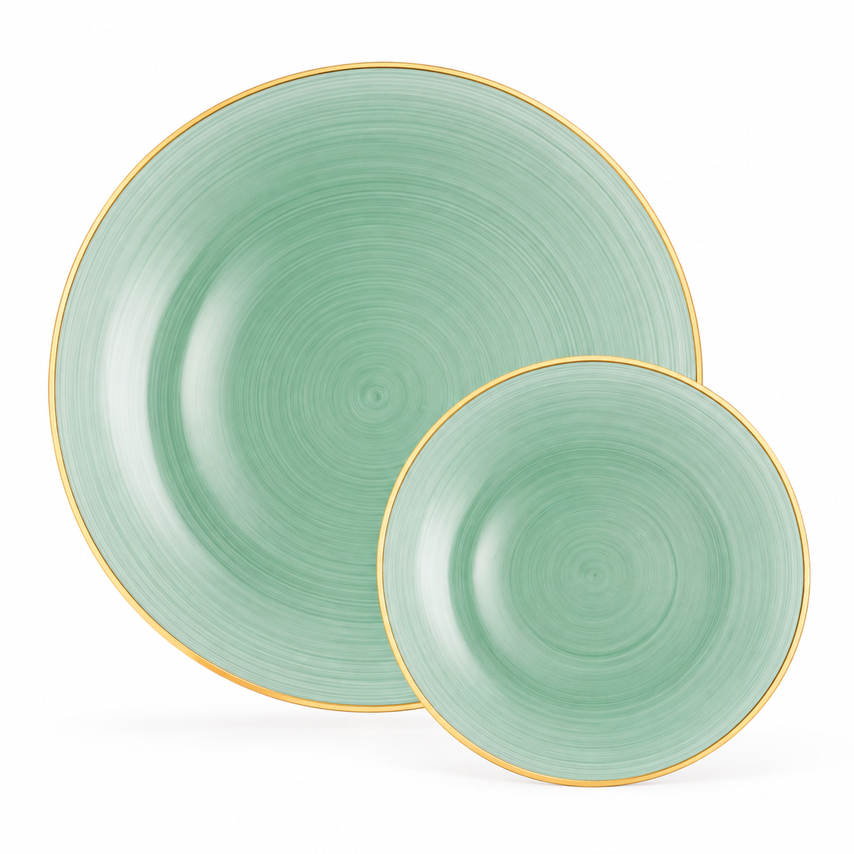 Infinity Green Gold Plastic Plates | 10 Big 10 Small
