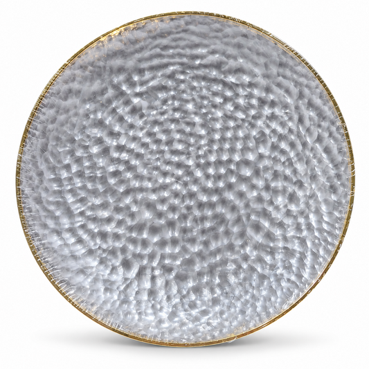 Gold Clear Hammered Tray/Charger | 6 Pack