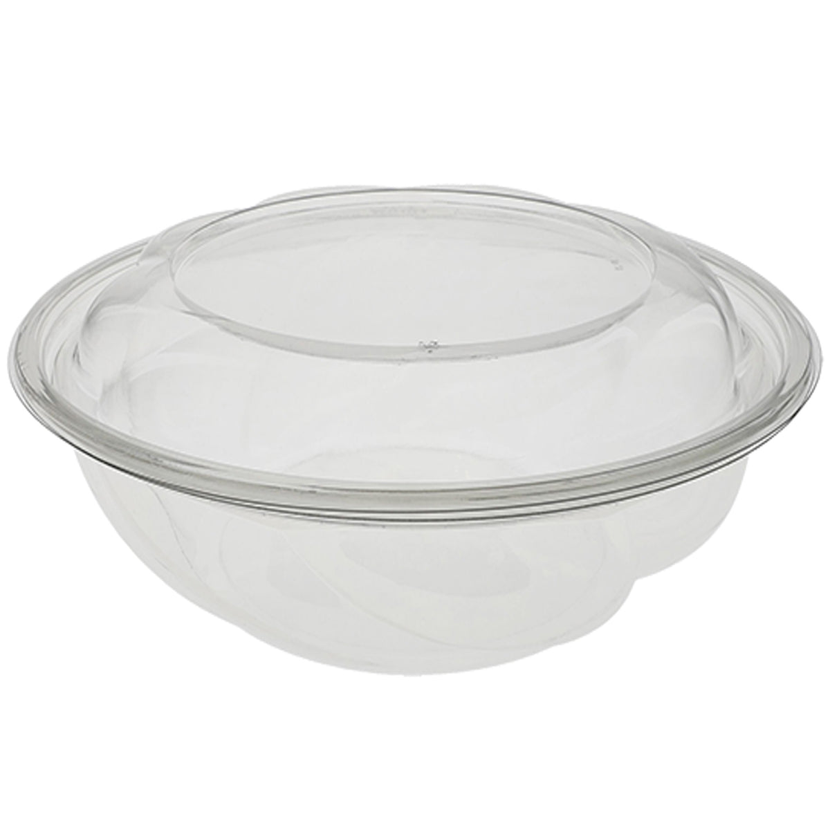 Plastic Swirl Bowl 10" Diameter 64oz with Swirl Lid 'Pactiv'