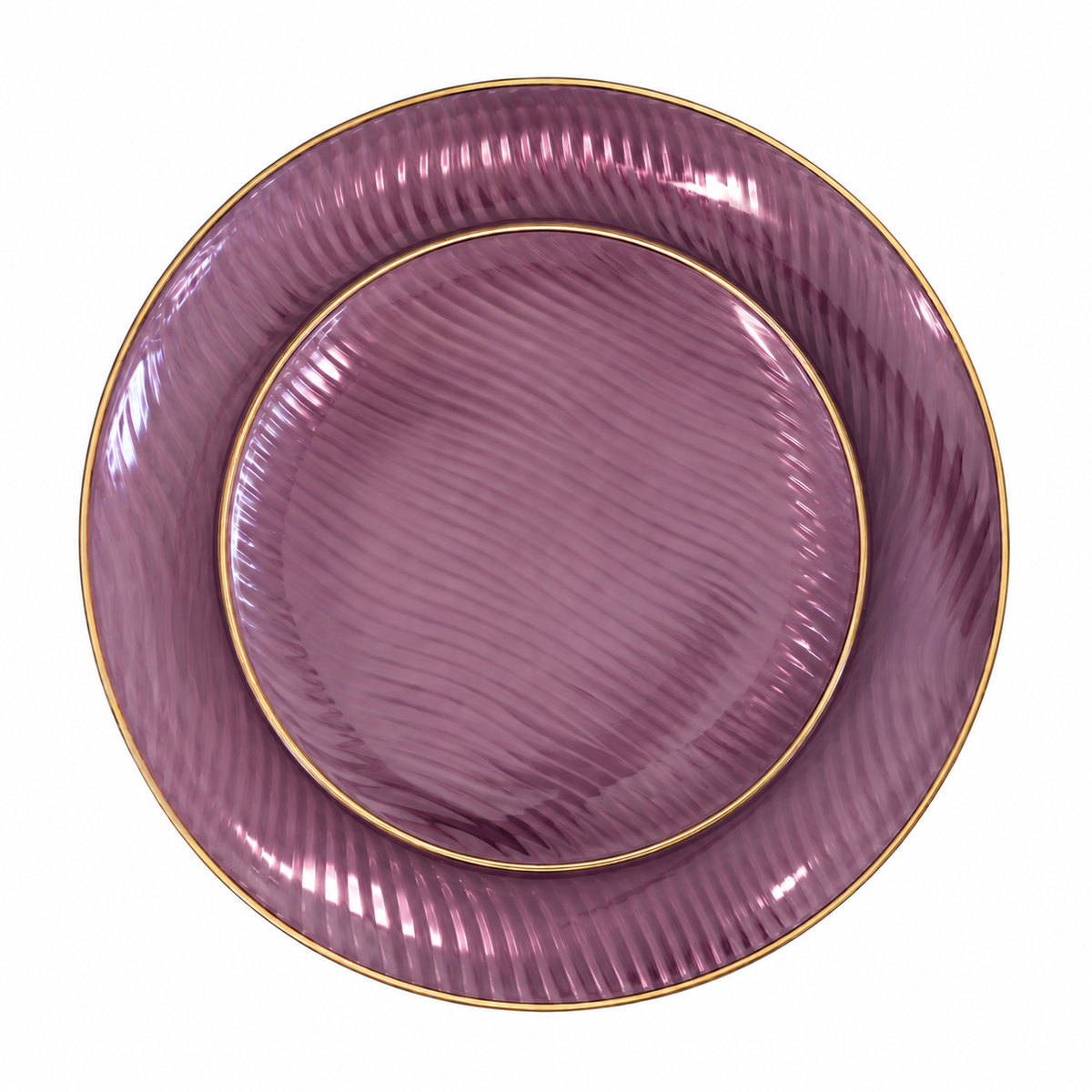 Icicles Purple Gold Plastic Plates | 10 Big 10 Small