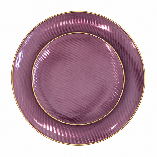 Icicles Purple Gold Plastic Plates | 10 Big 10 Small