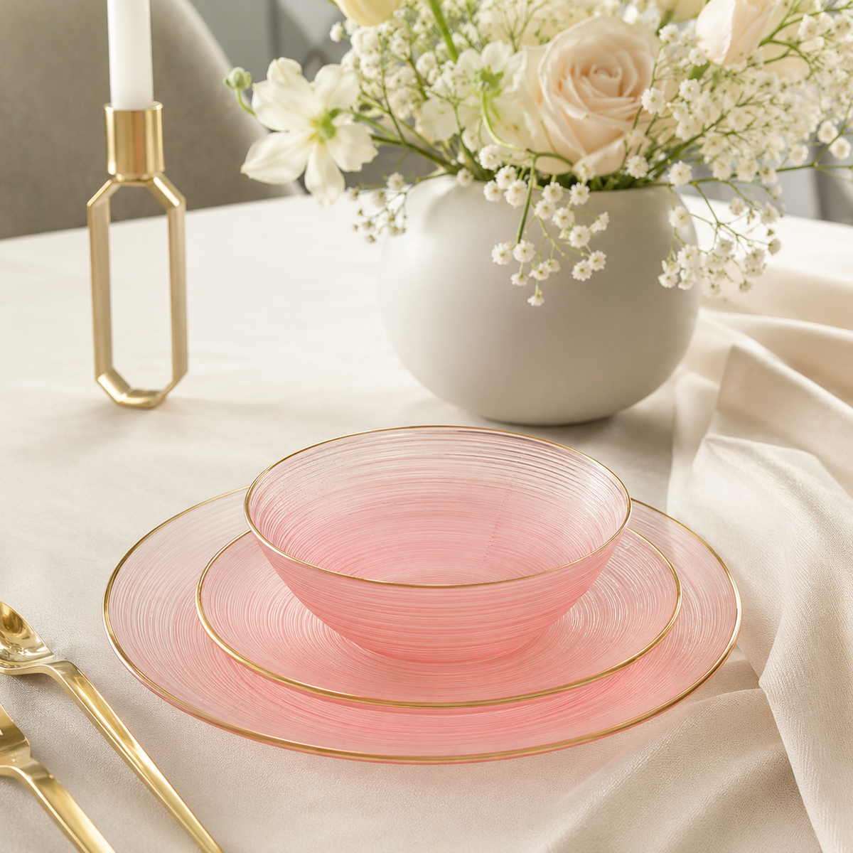 Regal Collection 16oz Bowl Pink/Gold | 10 pack