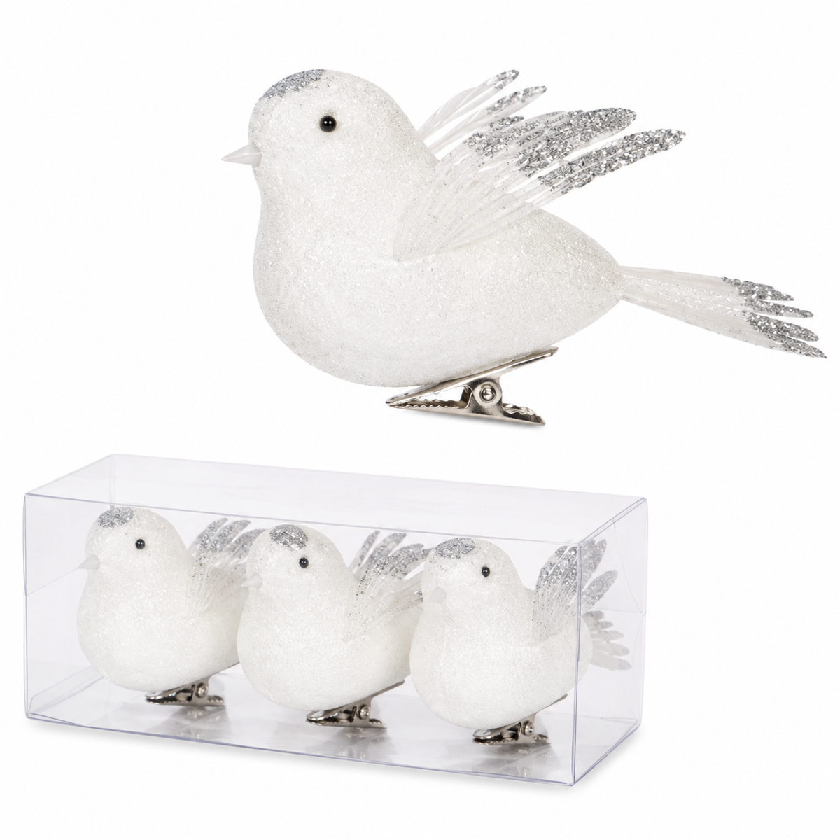 White Hanging Birds 6cm | 3 Pack