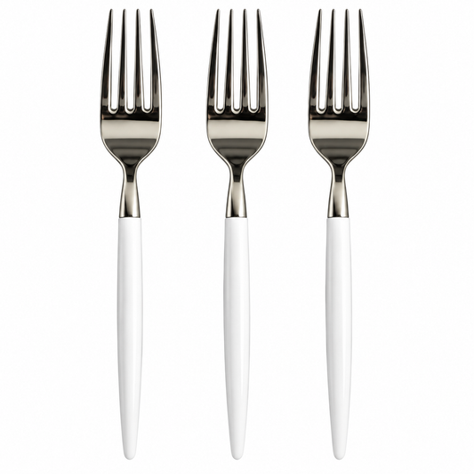 Fork White Silver | 20 Pack