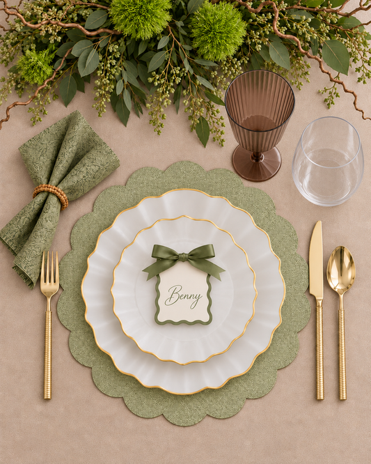 Green Scallop Placemat | 6 Pack