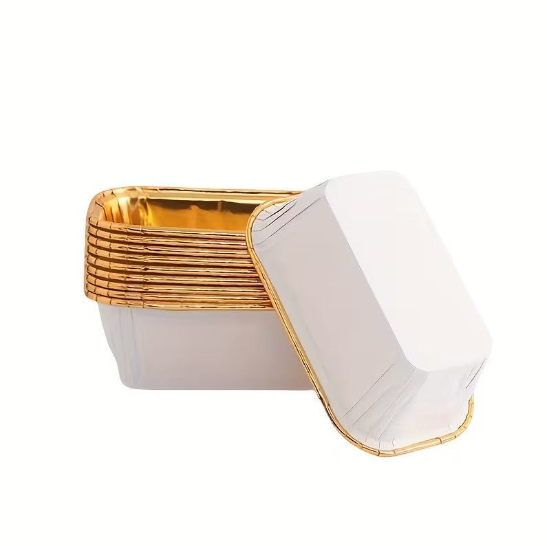 Rectangle White Gold Muffin Cases | Pack of 20